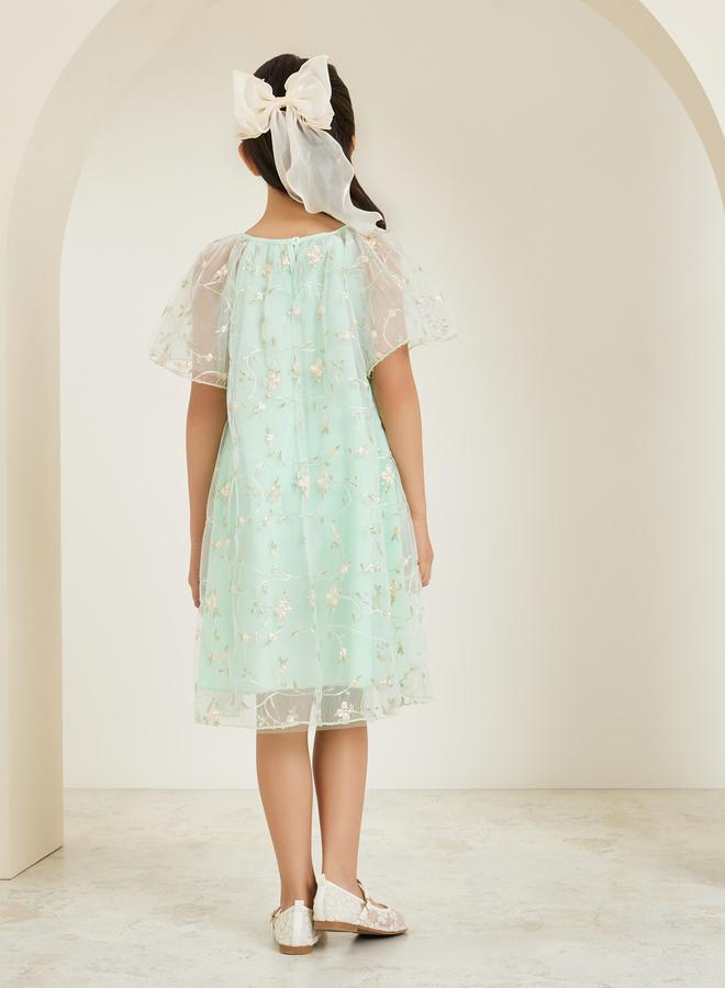 ستايلي فستان شبكي بتطريز أزهار - Image 4